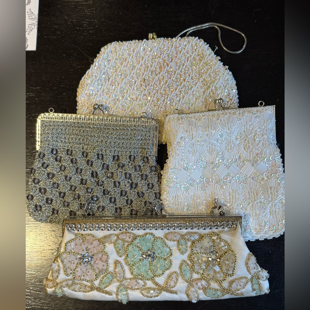 Lot of 4 Vintage Beaded MCM Cluches